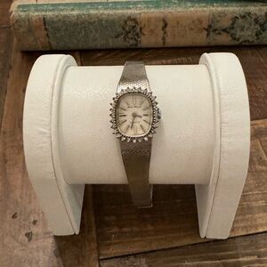 Vintage White Gold & Stainless Andre Cheval Ladies 28 Diamond Face Ladies Watch